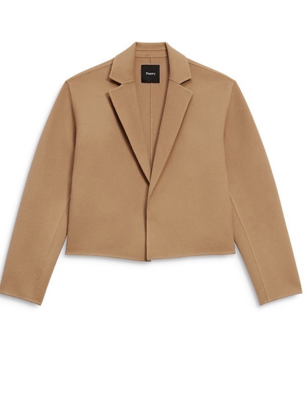 Theory Camel Open-Front Double-Face Blazer